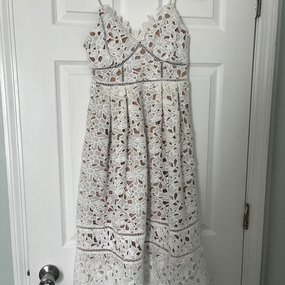 Size Small White lace bridal shower or rehearsal dinner dress
